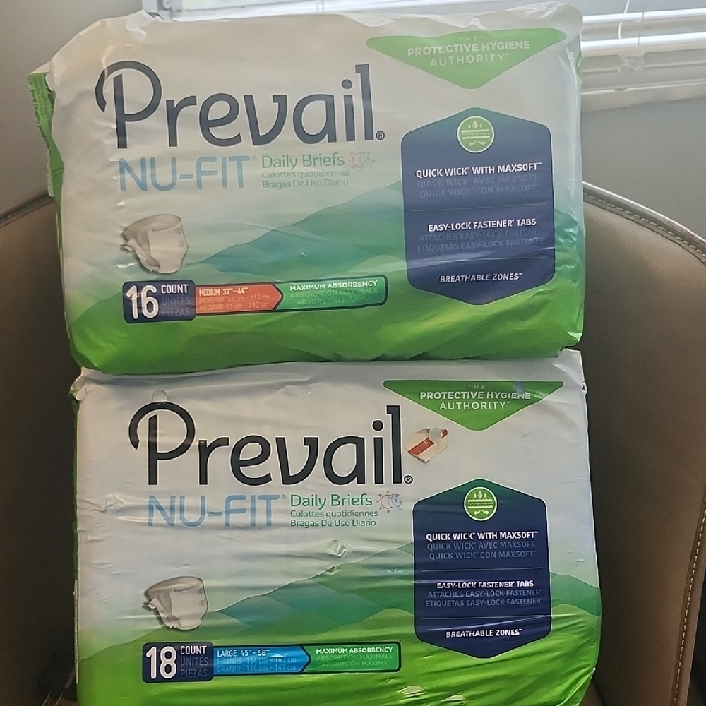 NEW- 1-Size Medium & 1 Size Large. PREVAIL NU-FIT Daily Briefs $10